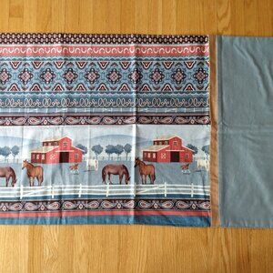 Vintage Horse Pillowcase Farm Barn Country Western Scene Handmade Pillow Case
